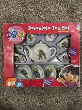 Dora The Explorer - 13 Piece Porcelain Tea Set - Nick Jr  Cups Saucers Pot