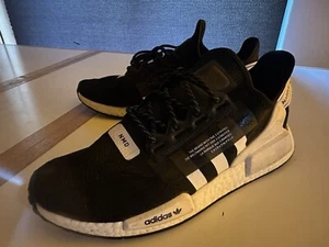 Adidas NMD R1 V2 Black & White Khaki Trim Trainers UK 11.5 EUR 46 2/3 US 12 - Picture 1 of 10