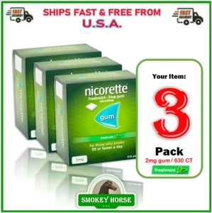 3X Nicorette FreshMint fresh Mint Gum 2 mg 210 Pieces "SHIP SUPER FAST FROM USA" - Picture 1 of 1