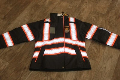 KwikSafety Bombshell Womens LARGE HiVis Safety Bomber Work Coat Jacket Orange - Image 1 of 4