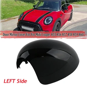 Left Door Mirrors Cover Wing  For Mini Cooper R55 R56 R57 R58  R60 Gloss Black - Picture 1 of 10