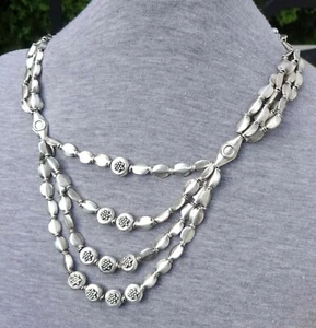 Einzigartig Vintage Multi Strang Sterlingsilber Perlen 17 1/2" Halsband Halskette 106gr - Bild 1 von 7