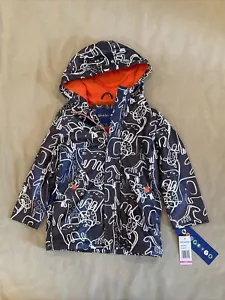 Wippette Boys Girls 4 Navy Animals Hooded Raincoat Rain Jacket Nwt - Picture 1 of 5