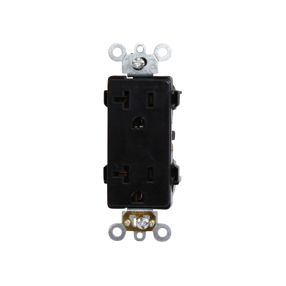 RECEPTÁCULO DÚPLEX DECORATIVO LEVITON 16352-E 20A 125V GRADO COMERCIAL NEGRO Foto 1 de 1