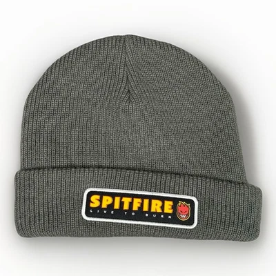 Spitfire Wheels Gorro Gris Live To Burn Puños Tejido Gorra Patinador Monopatín Foto 1 de 4