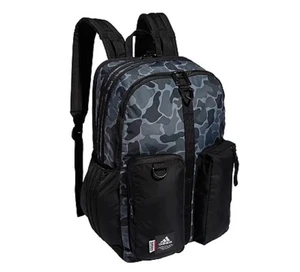 Adidas Iconic 3 Stripe Backpack Full Size Black Nomad Camo Fits Laptop - Picture 1 of 3