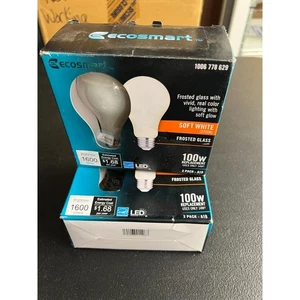 3pk EcoSmart 100W LED A19 Light Bulb Soft White Frosted Glass 1600 Lm Soft White - Picture 1 of 8