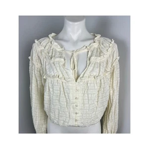 Blusa Free People Hailey Recortada con Volantes en Marfil Boho Cottagecore Pequeña - Imagen 1 de 5