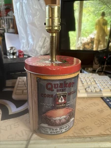 Quaker Corn Meal Tin Lamp - Picture 1 of 6