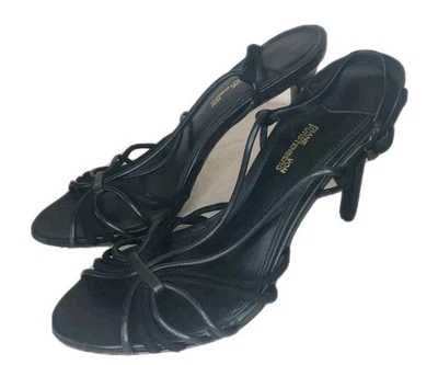 Zapatos de salón Diane Von Furstenberg para mujer 7,5 M de cuero negro con tiras  Foto 1 de 4