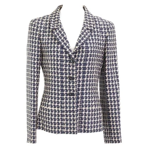 CHANEL 01P P17432V09913 Wheel COCO Button Houndstooth Jacket 36 Navy x beige - Picture 1 of 10