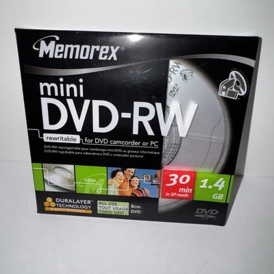 Memorex Mini DVD-RW Recordable for DVD Camcorder or PC 1.4 GB 30 Min Sealed - Image 1 of 4