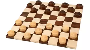 Wooden Checkers / Draught Set in Sheesham & Box wood - 30mm - Picture 1 of 12