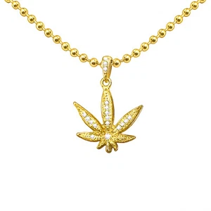 Men's Hip Hop Mini Blunt Weed Leaf Marijuana Pendant Chain Necklace MMP 824 - Picture 1 of 12