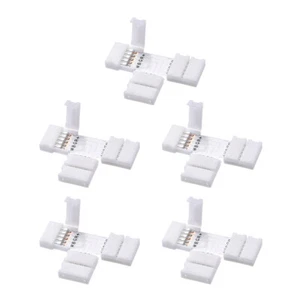 Conector de tira LED 12mm 5P en forma de T para 5050 RGBW 5 luces de tira conductoras 5 piezas - Imagen 1 de 3