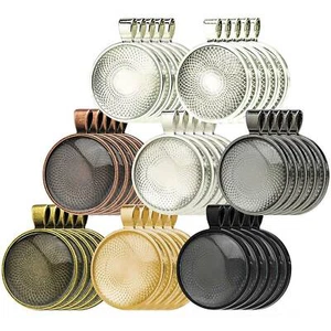 40 Set 25mm Round Cabochons Setting & Cover for DIY Photo Charm Pendant Findings - Picture 1 of 8