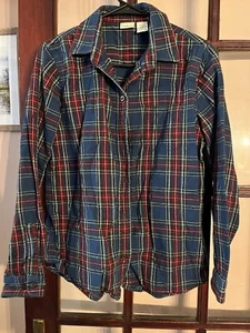 Camisa LL Bean Para Mujer Pequeña Azul Marino Stewart Escocés Cuadros Ajuste Regular Franela - Imagen 1 de 3