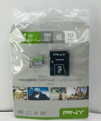 PNY 64GB Elite Class 10 U1 microSDXC Flash Memory Card - Image 1 of 2