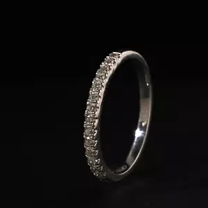 Natural .25ct Diamond Eternity Ring 9ct White Gold Channel Claw Set Size O / 7 - Picture 1 of 8