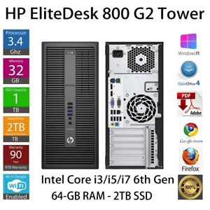HP EliteDesk 800 G2 Tower PC Windows 11 Intel Core i7 64GB RAM 2TB SSD Gaming