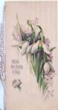 Snowdrop flowers, music score, GOD BLESS YOU, Tuck Easter card, circa 1910