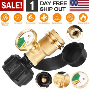 Propane Tank Gauge Adapter RV Pressure Brass Gas Level Meter Grill BBQ Indicator - Picture 1 of 12