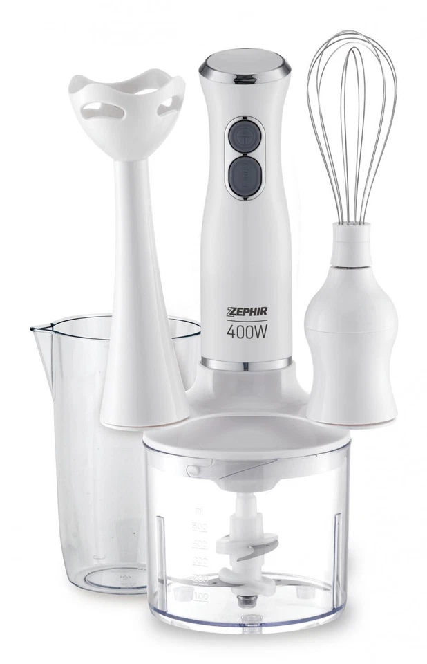 Frullatore ad Immersione Minipimer con Bicchiere 400 Watt Bianco ZHC86 Zephir - Immagine 1 di 1