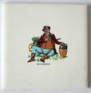 Vintage 60s set 5 screen printed 4 1/4" Charles Dickens characters H&R Johnson - Picture 1 of 6