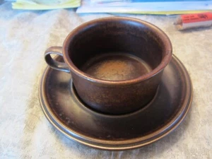 Arabia Finland Ruska Flat Coffee / Tea Cup and Saucer Set - Picture 1 of 2