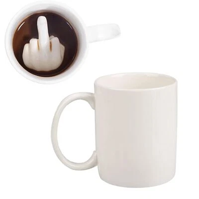 Mittelfinger Tasse - lustiger Kaffeebecher fürs Büro mit Stinkefinger im Inneren - Bild 1 von 4