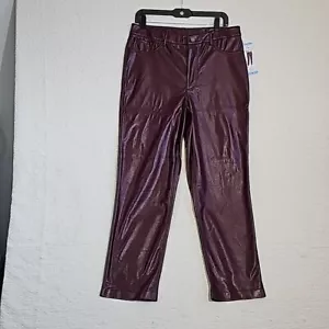 Neu mit Etikett Joie vegane burgunderrote Kunstlederhose gerades Bein – Größe 10 - Bild 1 von 11