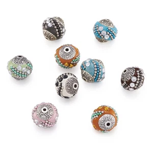 10 piezas Cuentas únicas hechas a mano de Indonesia con cuentas núcleo de metal fabricación artesanal 14 ~ 15 mm - Imagen 1 de 37