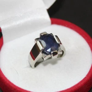 Natural Ceylon Blue Sapphire Neelam Stone Ring for Men & Women with 925 Sterling - Picture 1 of 9