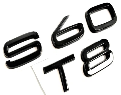 NEGRO S60 + T8 AJUSTE VOLVO S60 MALETERO TRASERO PLACA EMBLEMA PLACA LETRAS NÚMERO Foto 1 de 2