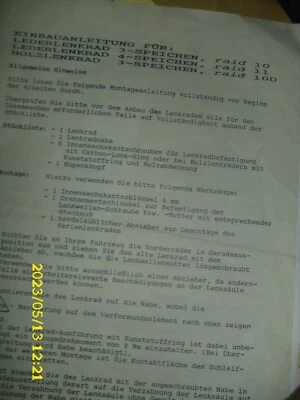 Einbauanleitung KBA 70200 für Wurzelholz u. Lederlenkrad Raid 10 ; 11; 10 D - Bild 1 von 2