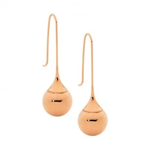Ellani Stainless Steel Long Drop Earrings Rose Gold IP Plating SE168R - Picture 1 of 1