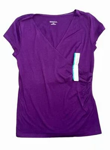 MERONA T-SHIRT~PURPLE~LADIES M~CROSSOVER~SLIGHTLY FITTED WRAP TEE~NWT - Picture 1 of 1