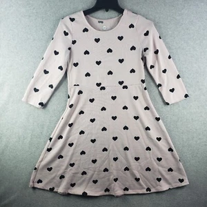 Wonder Nation Dress Girls XL 12/16 Pink Long Sleeve Hearts Valentine Knee Length - Picture 1 of 17