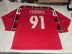 Sergei Fedorov Nike Russia Olympic Iihf Vintage Men 48 Jersey Euc Red Sewn Mic - Picture 1 of 11