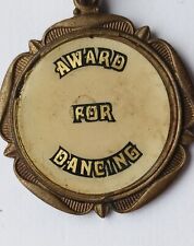 VINTAGE Olde Metal Keyring Dance Award Medal WHITE Dancing 1950s -60s 