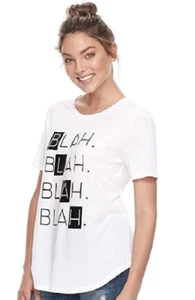 Camiseta Awake Blah Blah Blah (Juniors XS, S, M, L, XL) NUEVA CON ETIQUETAS BLANCA/NEGRA - Imagen 1 de 1