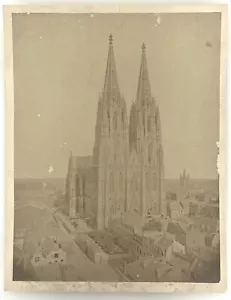 VINTAGE ORIGINAL ALBUMEN PRINT : COLOGNE CATHEDRAL GERMANY 9.5 X 12" - Picture 1 of 1