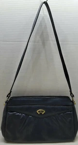 VINTAGE ETIENNE AIGNER USA BLACK LEATHER CLASSIC PURSE SIGNED FAILLE LINING - Picture 1 of 8