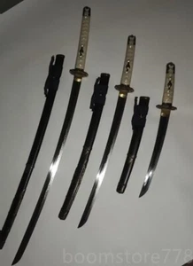Top Clay Tempered T10 Handmade Japanese Samurai Set (Katana+Wakizashi+Tanto ) - Picture 1 of 11