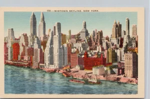 Cartolina Midtown Skyline New York City NY lino Manhattan inutilizzata G90 - Foto 1 di 2