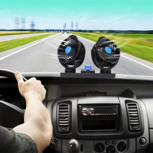Ventilador eléctrico doble para vehículos 360 grados 12 V aire acondicionado automóvil refrigeración automática - Imagen 1 de 6