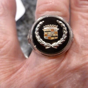 10K SOLID WHITE GOLD CADILLAC CREST CLUB RING SIZE 10 1/4 15.5 GRAMS - Picture 1 of 6