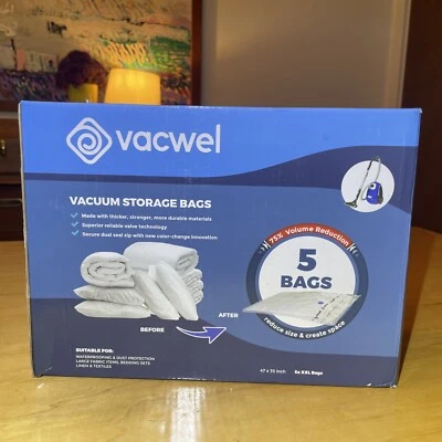 Paquete de 5 bolsas de almacenamiento al vacío para edredones ropa de cama y mantas - XXL impermeables Foto 1 de 4