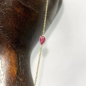 Pear Cut Ruby Hand Chain Bracelet in solid 14K Yellow Gold - Picture 1 of 6