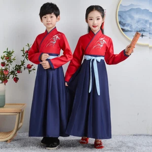 Boy Girl Traditional Chinese Uniform Hanfu Tang Suit Ancient Stage Costume - Picture 1 of 18